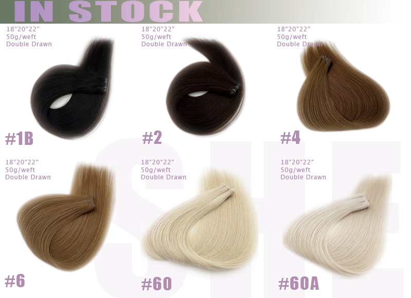 Double Drawn Genius Wefts Cuticle Intact Remy Hair Extensions In Stock
