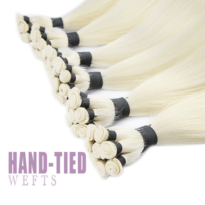 Hand-tied Weft Hair Extensions Cuticle Remy Quality Super Double Drawn