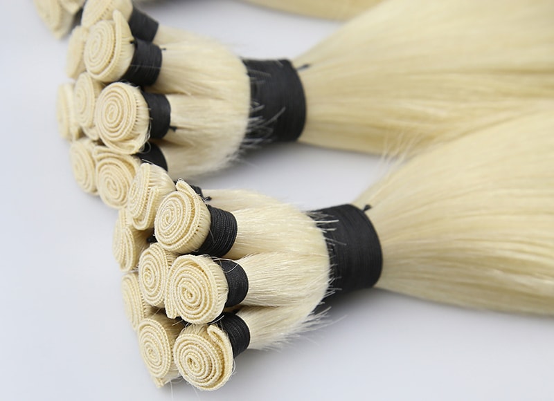 Hand-tied Weft Hair Extensions Cuticle Remy Quality Super Double Drawn