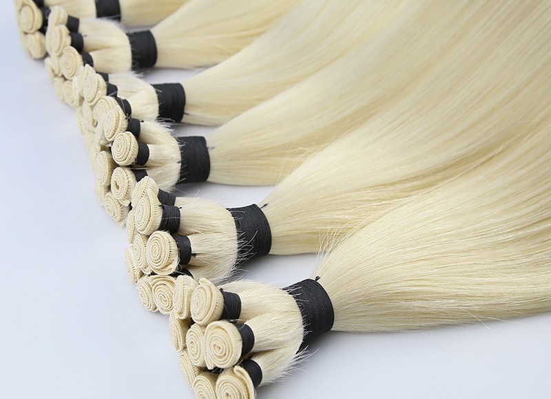 Hand-tied Weft Hair Extensions Cuticle Remy Quality Super Double Drawn