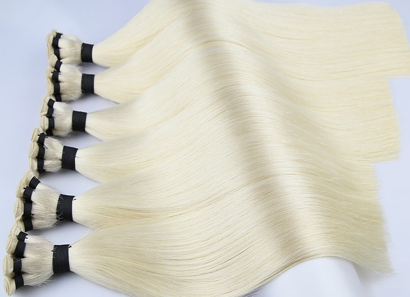 Hand-tied Weft Hair Extensions Cuticle Remy Quality Super Double Drawn
