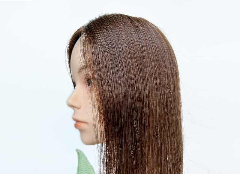 Mono Top Human Natural Hair Topper Brown Multi-directional Parting Styles