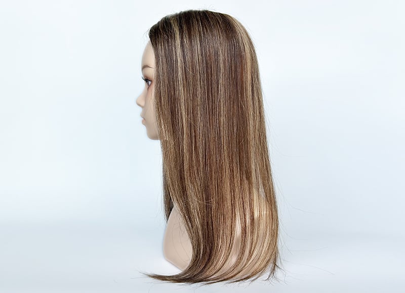 Mono Top Human Natural Hair Topper Balayage Brown Multi-directional Styles