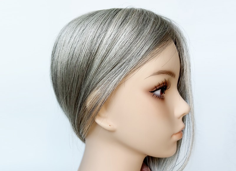 Mono Top Human Natural Hair Topper Salt&Pepper Grey Hair Multi-directional