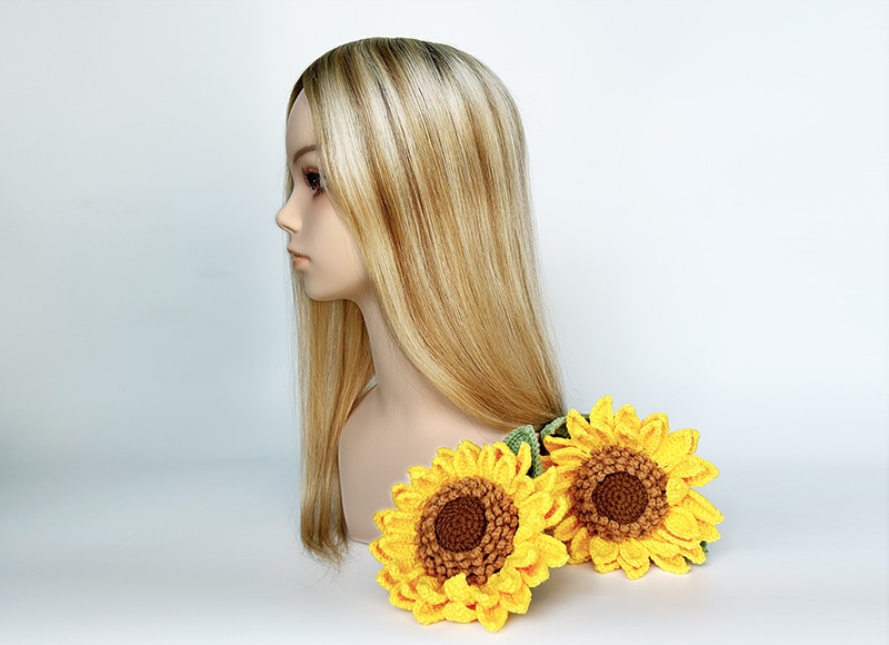 Mono Top Human Natural Hair Topper Balayage Ashy Blonde Multi-directional