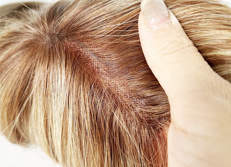 Mono Top Human Natural Hair Topper Balaylage Brown Honey Blonde