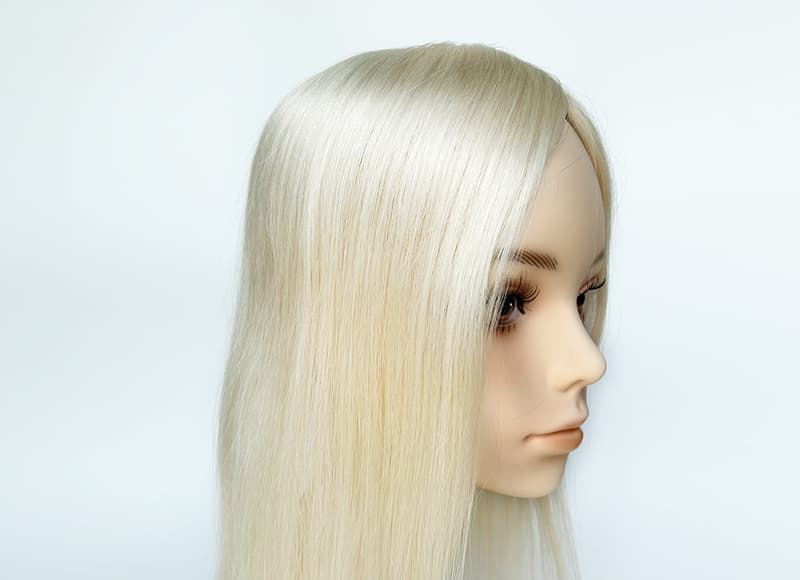 Mono Top Human Natural Hair Topper Platinum Blonde