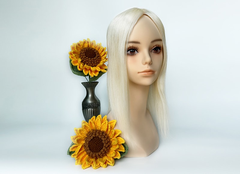 Mono Top Human Natural Hair Topper Platinum Blonde