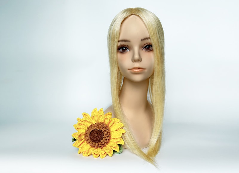 Mono Top Human Natural Hair Topper Bleach Blonde