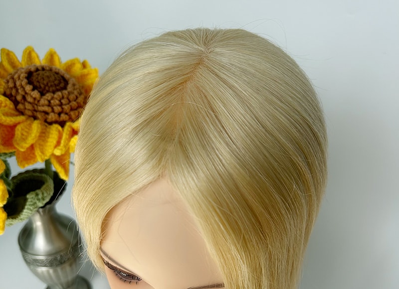 Mono Top Human Natural Hair Topper Bleach Blonde