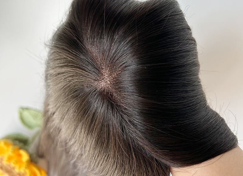 Mono Top Human Natural Hair Topper Off Black Darkest Brown