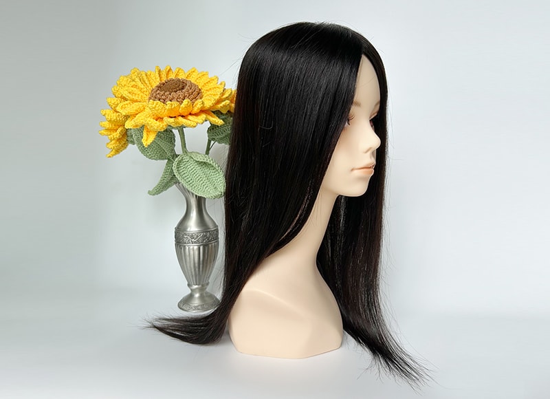 Mono Top Human Natural Hair Topper Off Black Darkest Brown